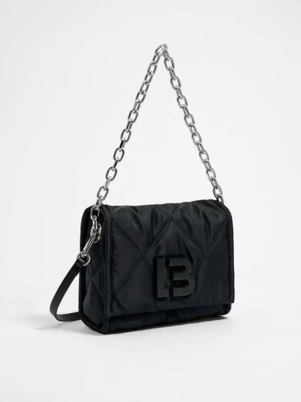Bimba y Lola Medium Black Nylon Crossbody Bag with Flap